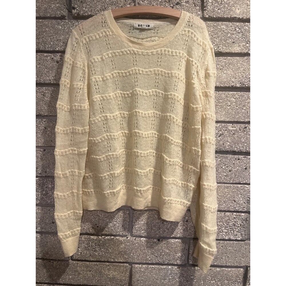 Boden Womens Cream Textured Knit Sweater XL Soft Mohair Blend